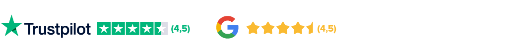 4,5 étoiles sur Trustpilot et Google Reviews